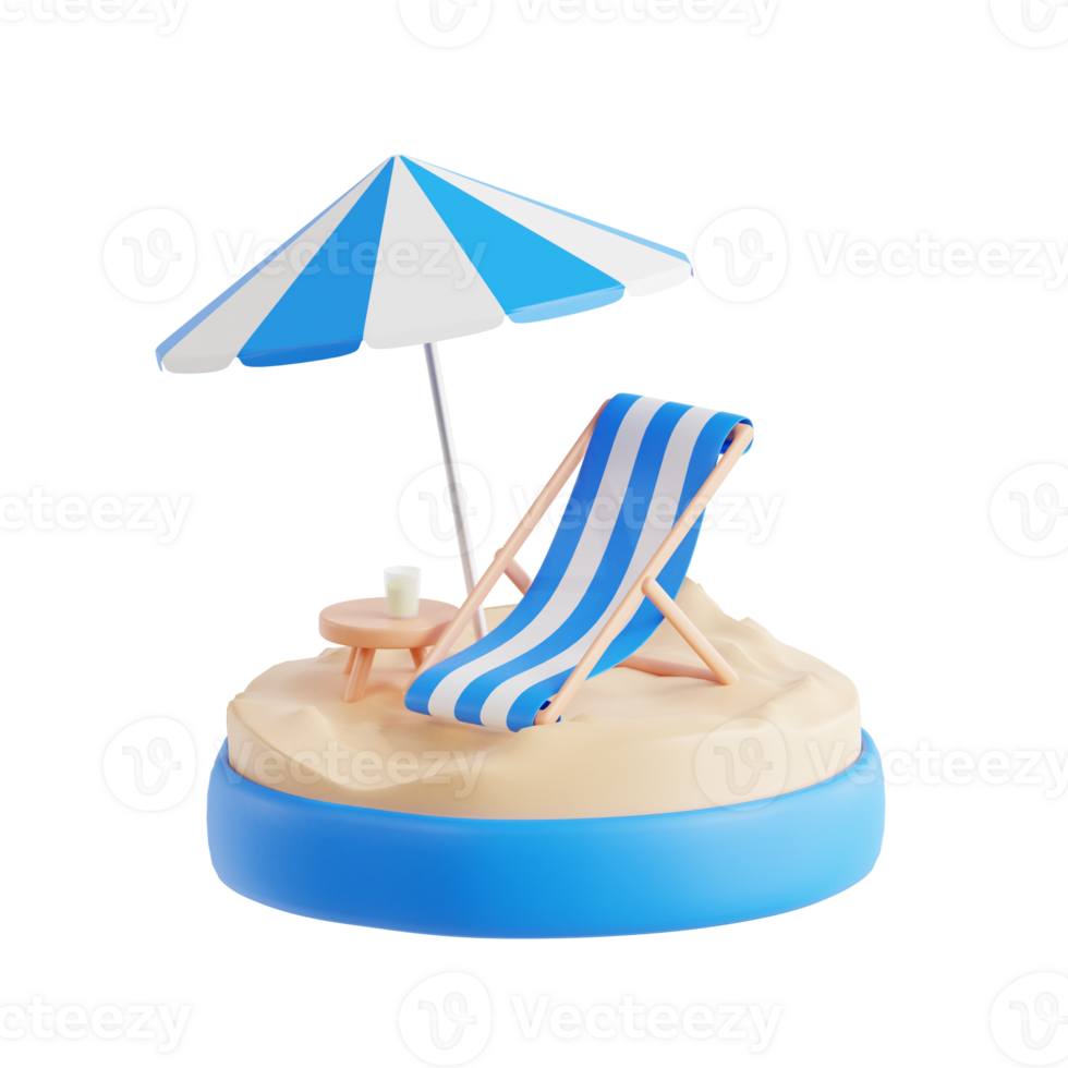 3d Render Beach Deck  Icon Illustration png