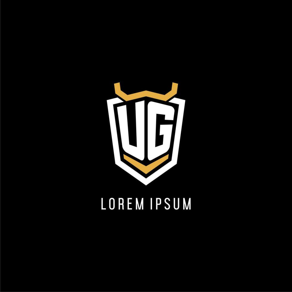 Initial UG geometric shield esport logo monogram design style vector