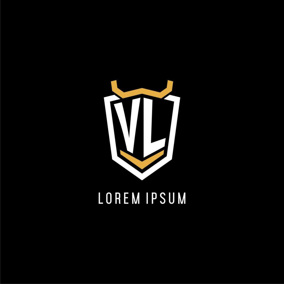 Initial VL geometric shield esport logo monogram design style vector