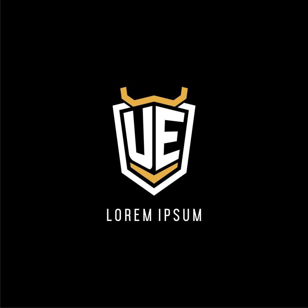 Initial UE geometric shield esport logo monogram design style vector