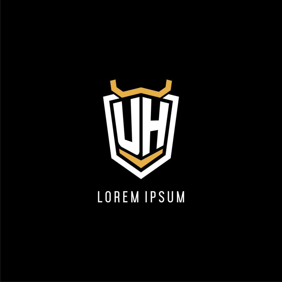 Initial UH geometric shield esport logo monogram design style vector