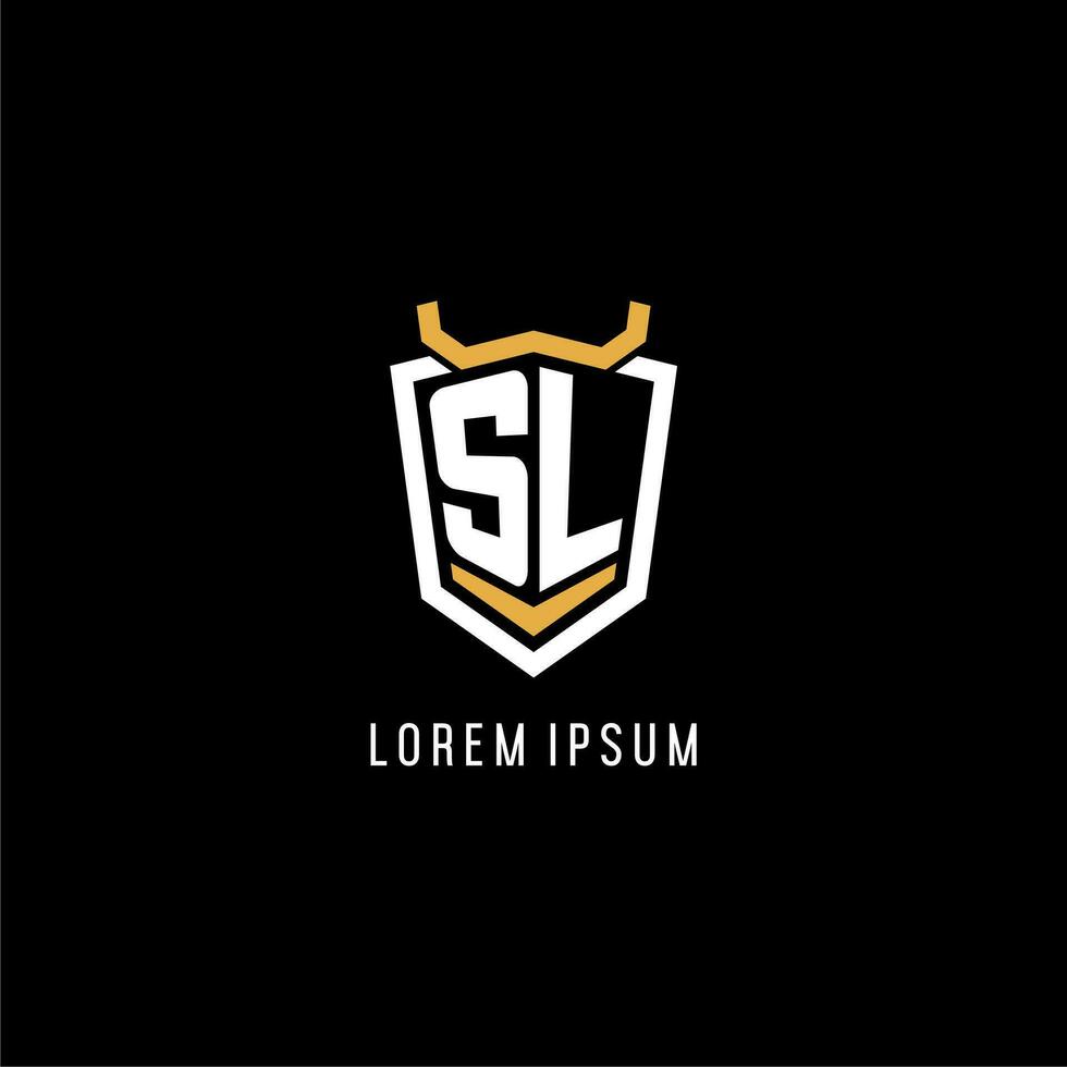 Initial SL geometric shield esport logo monogram design style vector