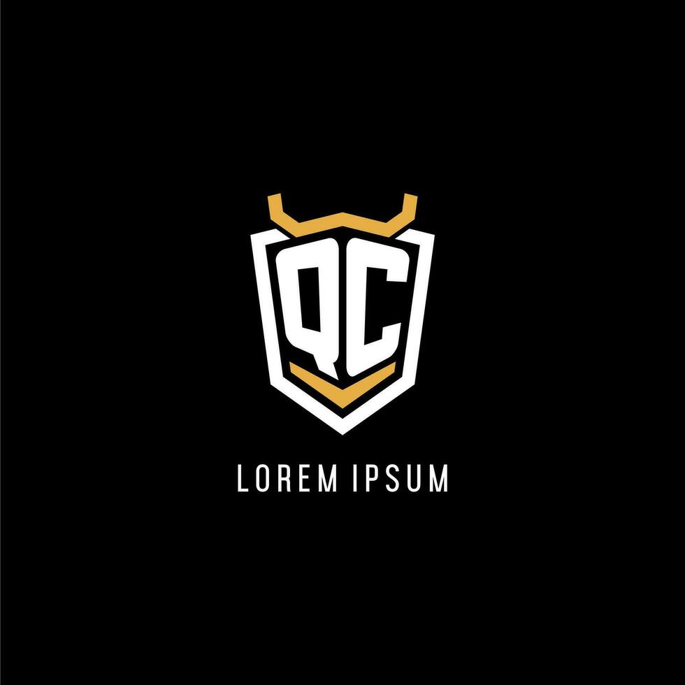 Initial QC geometric shield esport logo monogram design style vector