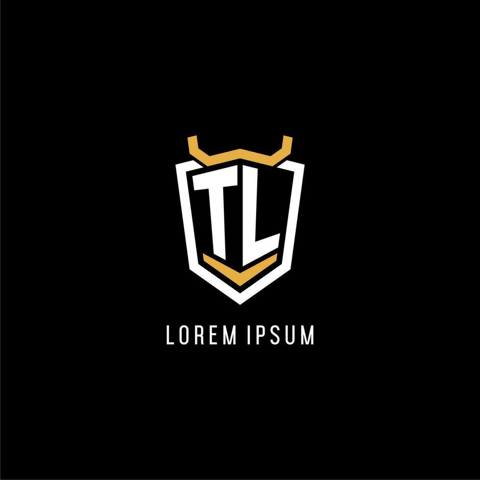 Initial TL geometric shield esport logo monogram design style vector