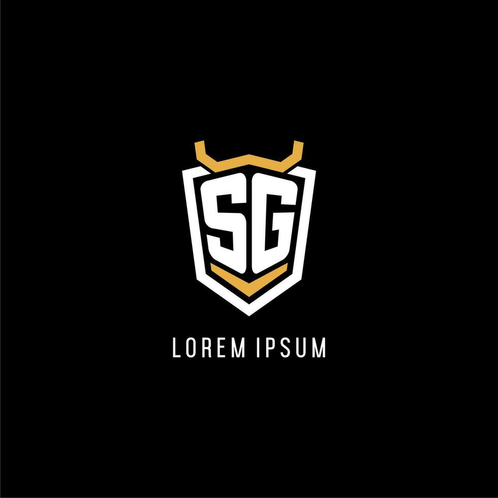 Initial SG geometric shield esport logo monogram design style vector