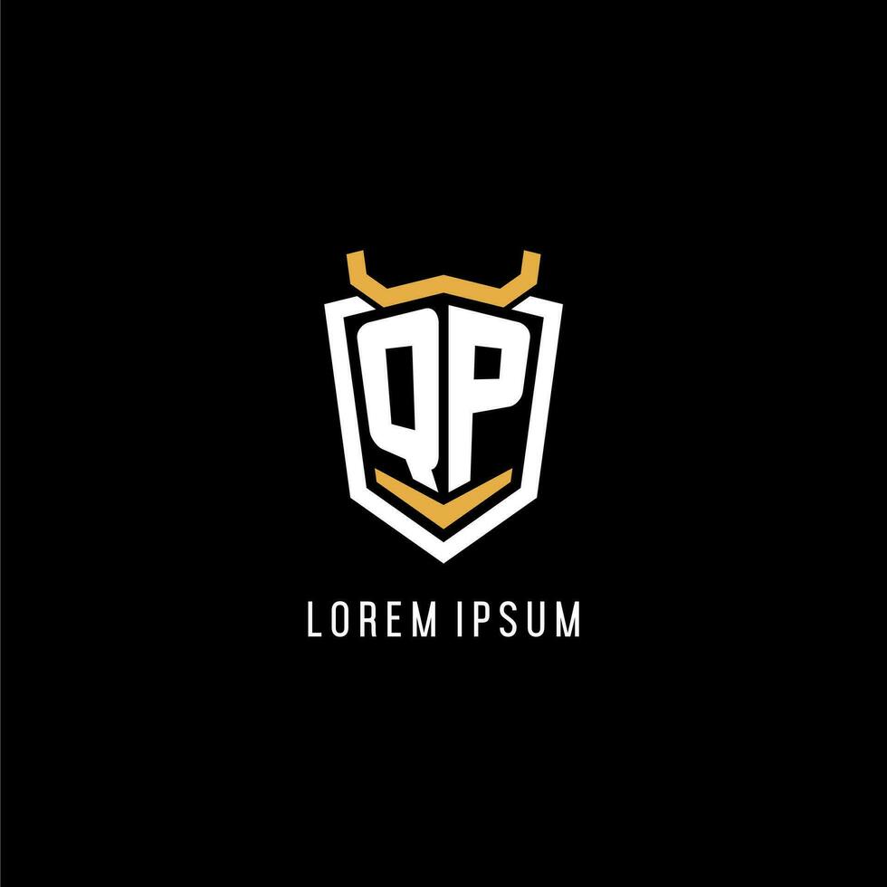 Initial QP geometric shield esport logo monogram design style vector
