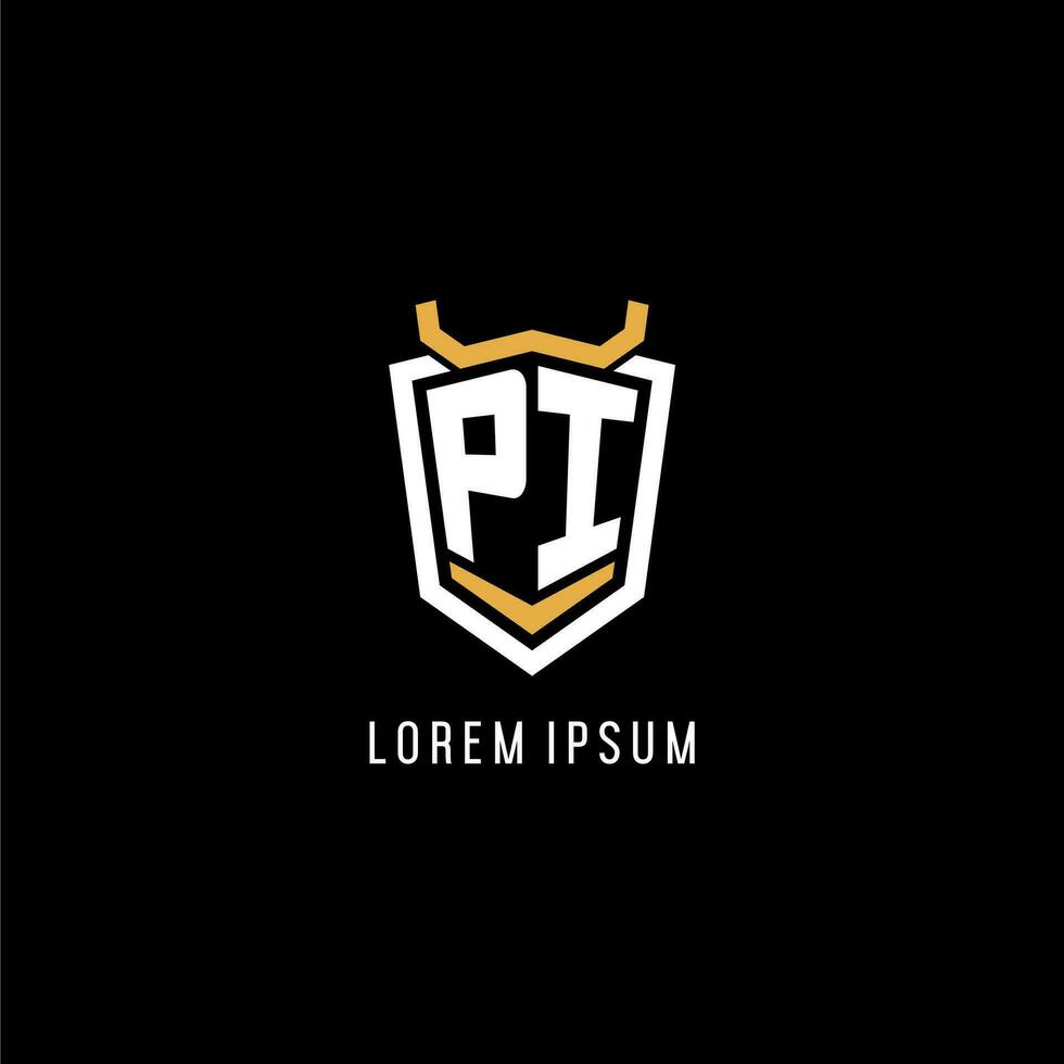 Initial PI geometric shield esport logo monogram design style vector