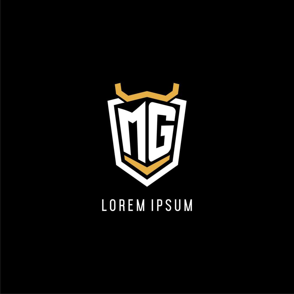 Initial MG geometric shield esport logo monogram design style vector