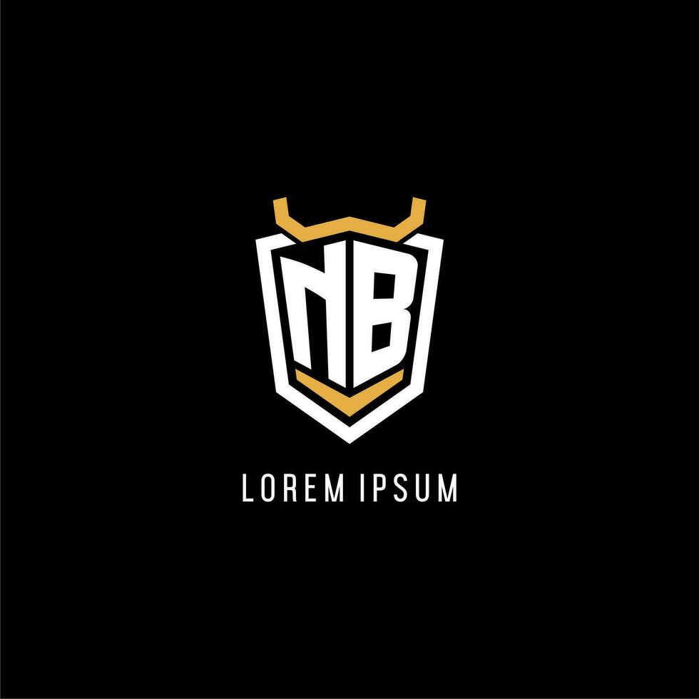 Initial NB geometric shield esport logo monogram design style vector