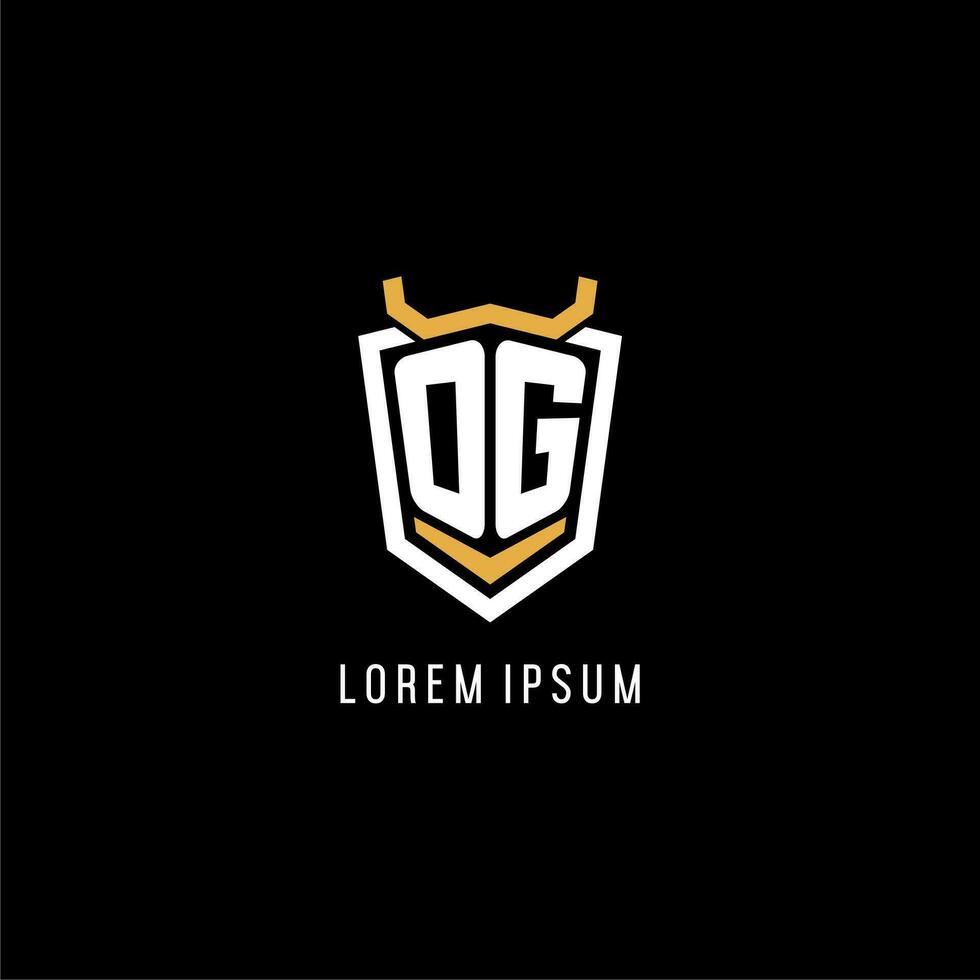 Initial OG geometric shield esport logo monogram design style vector