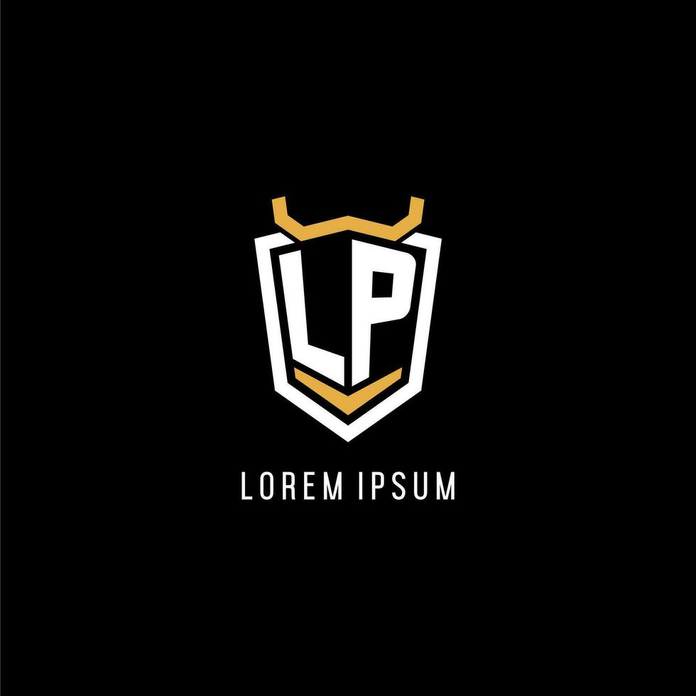 Initial LP geometric shield esport logo monogram design style vector