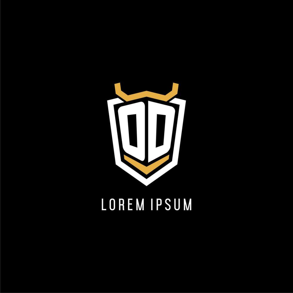 Initial OD geometric shield esport logo monogram design style vector