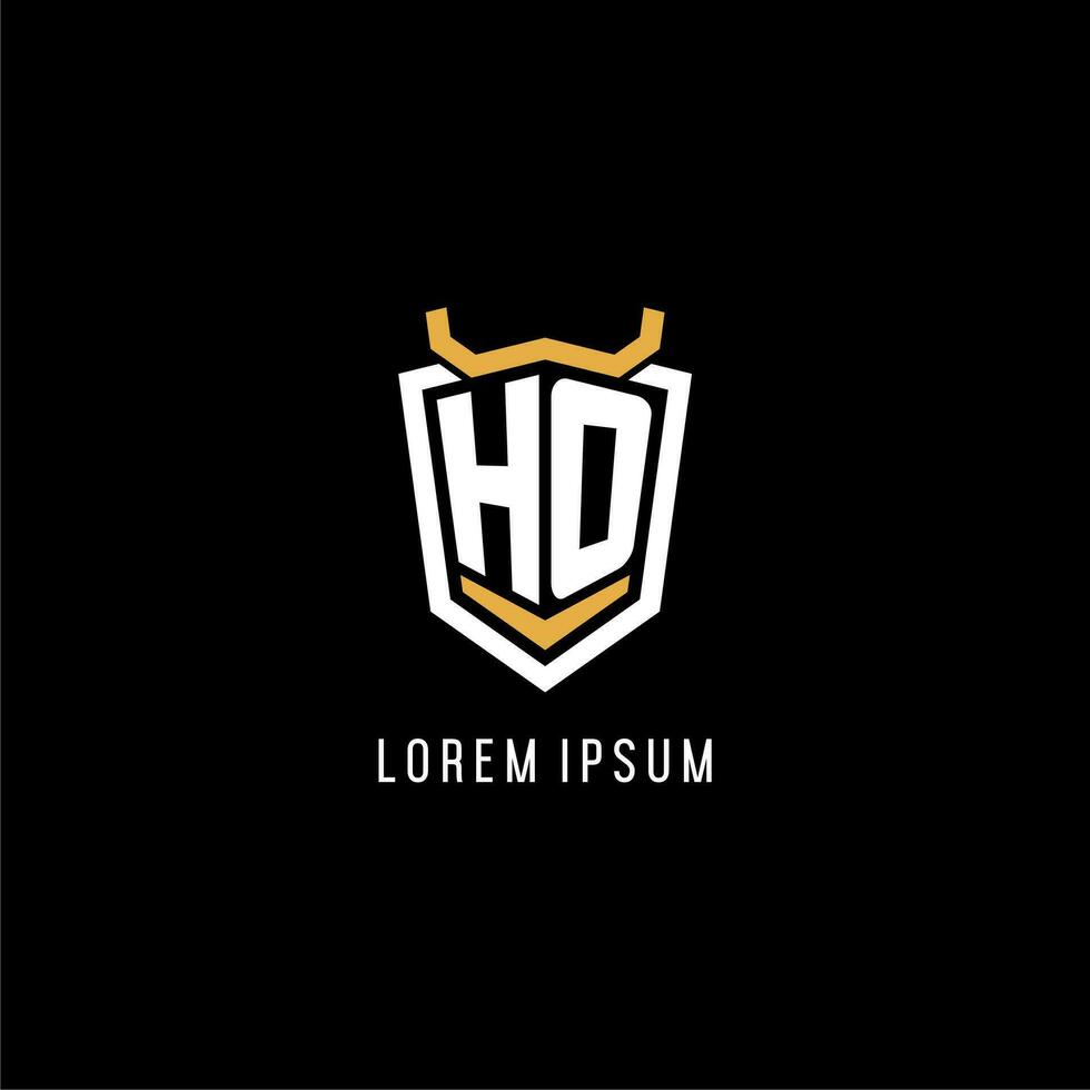 Initial HO geometric shield esport logo monogram design style vector