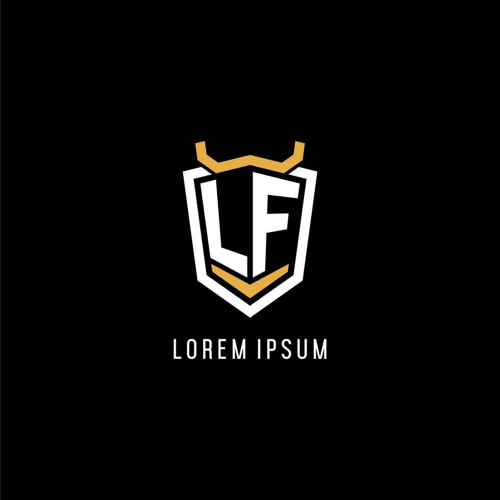Initial LF geometric shield esport logo monogram design style vector