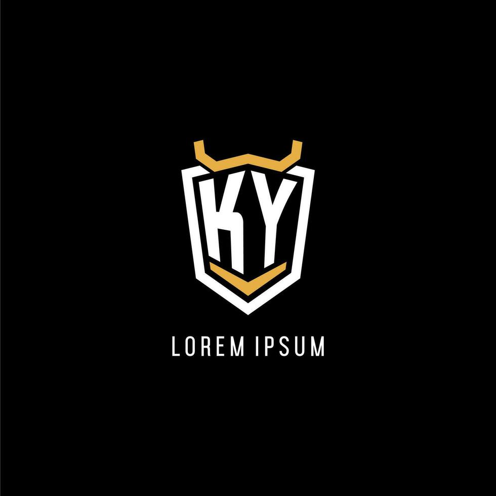 Initial KY geometric shield esport logo monogram design style vector