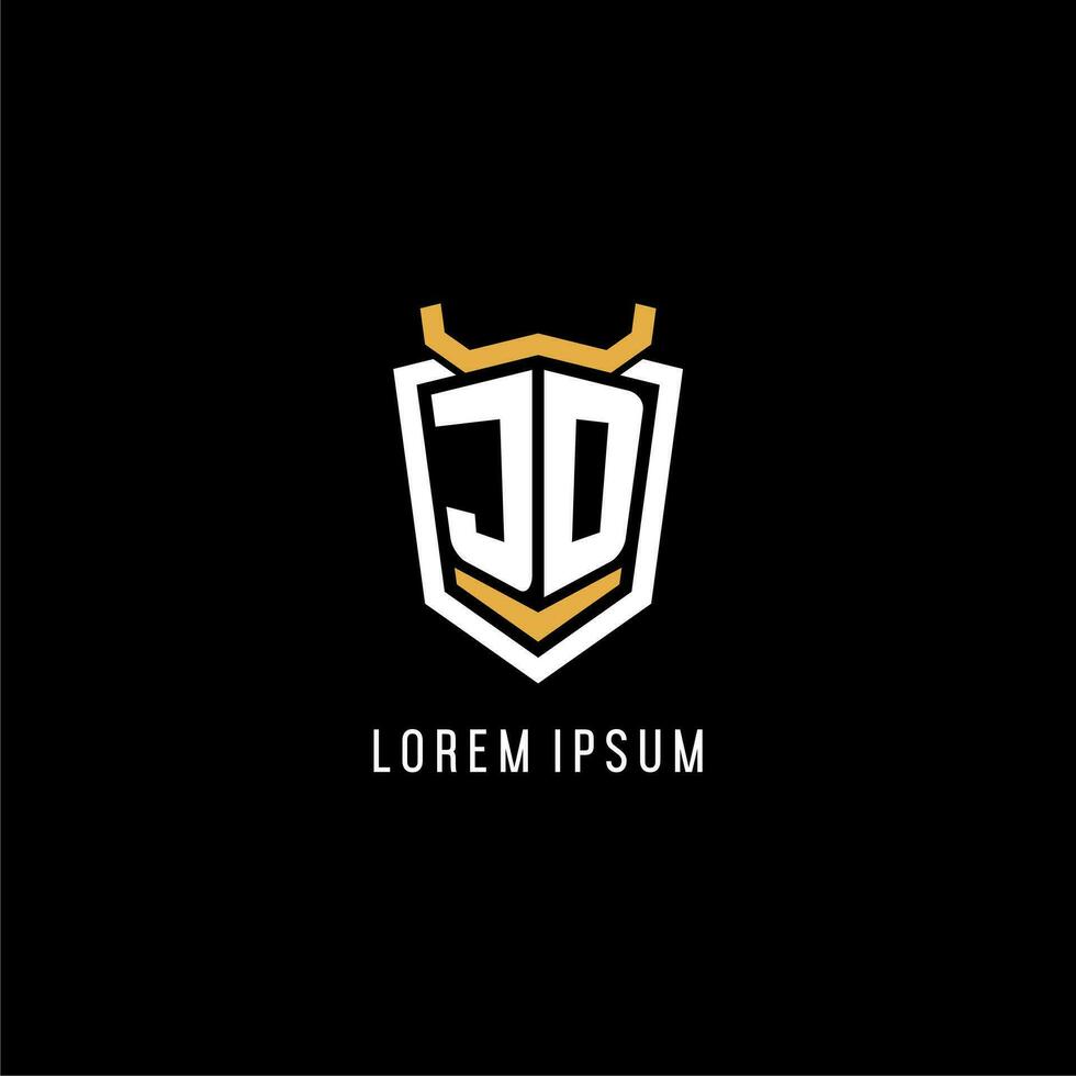 Initial JD geometric shield esport logo monogram design style vector