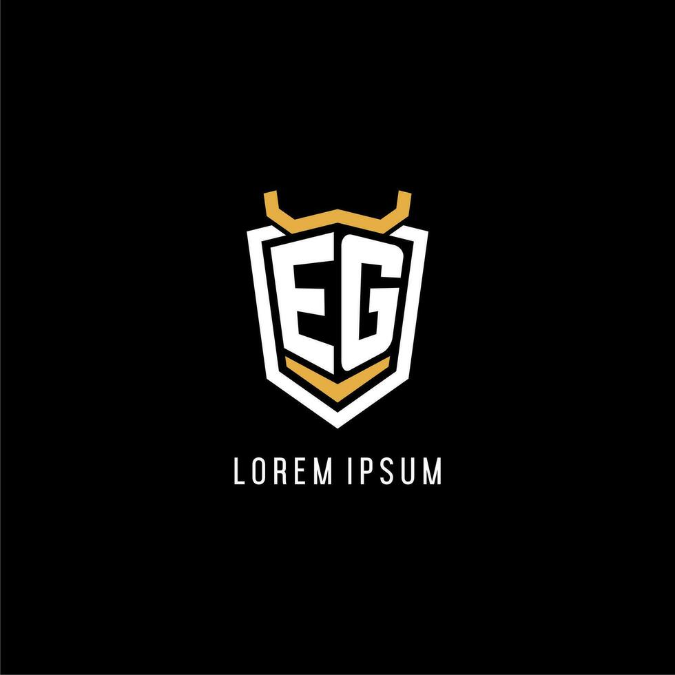 Initial EG geometric shield esport logo monogram design style vector