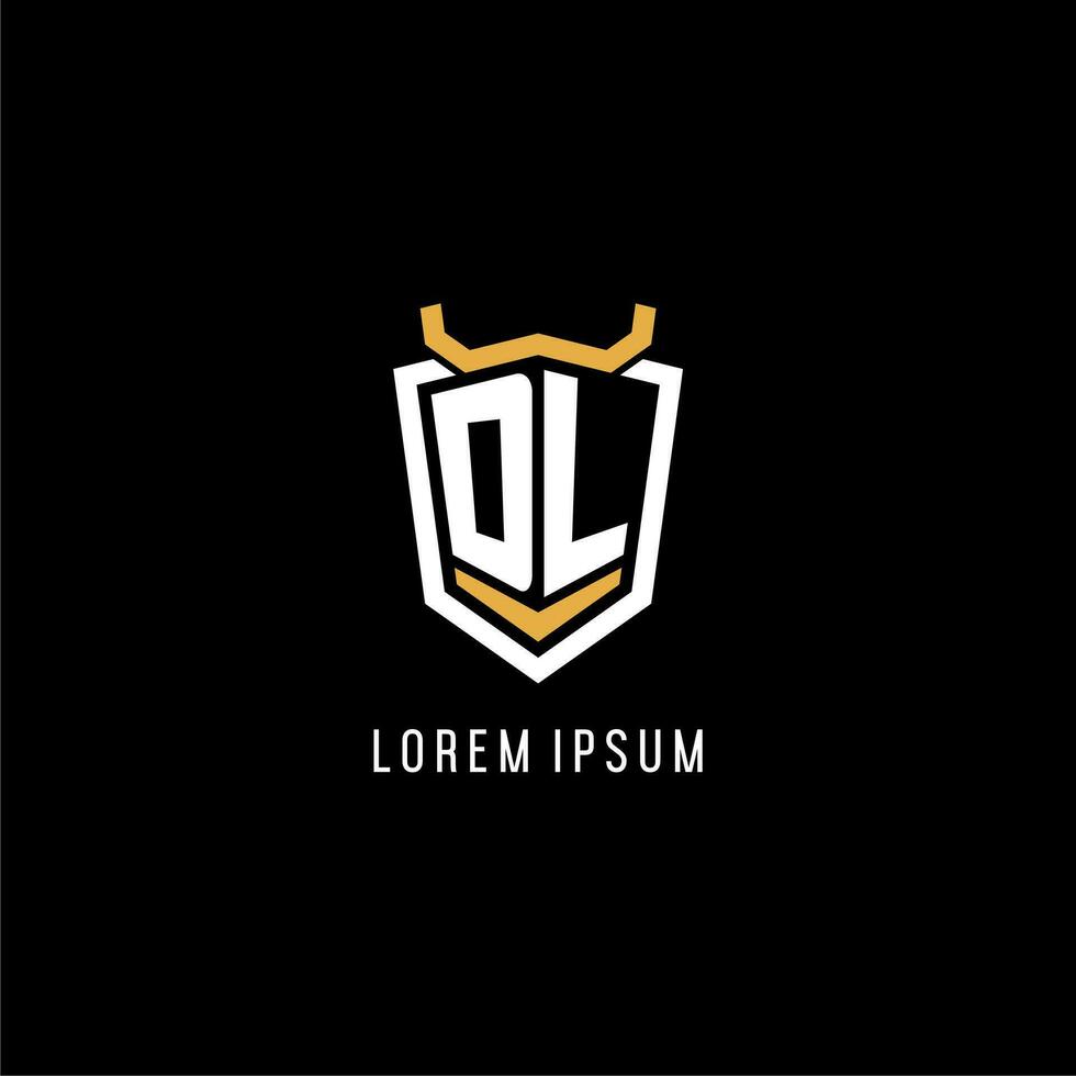 Initial DL geometric shield esport logo monogram design style vector