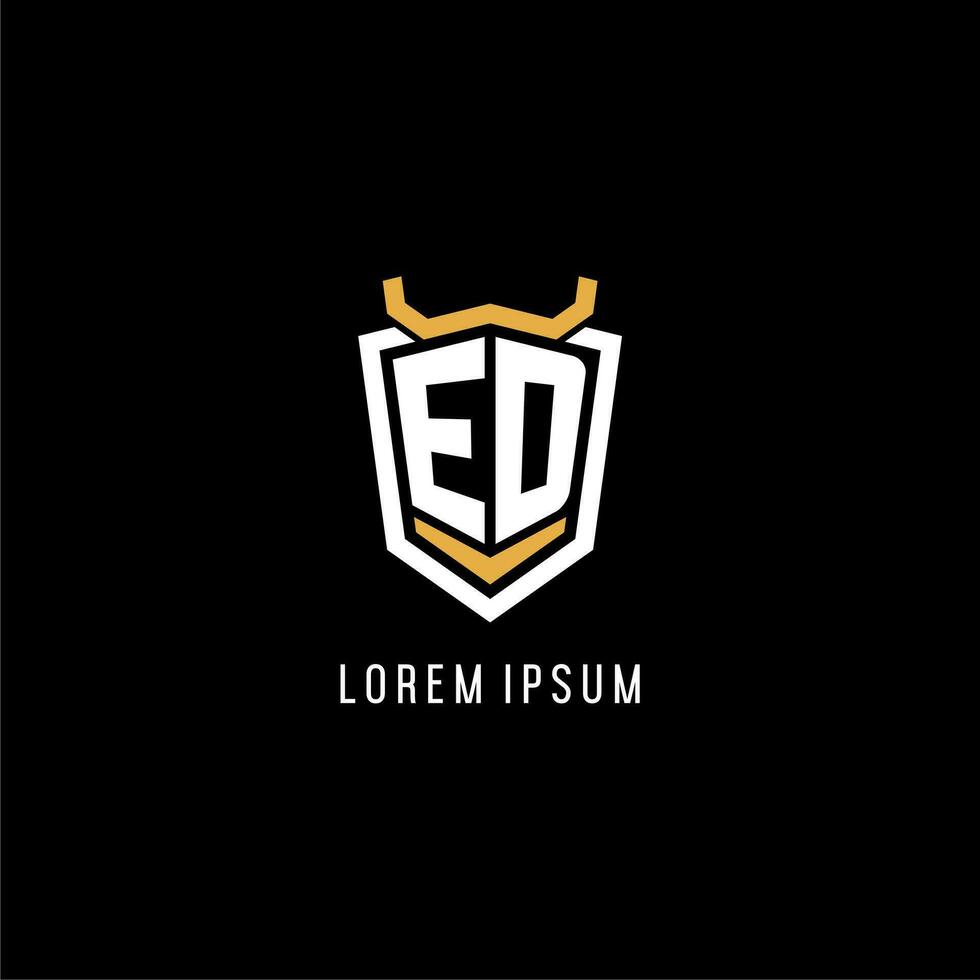 Initial ED geometric shield esport logo monogram design style vector