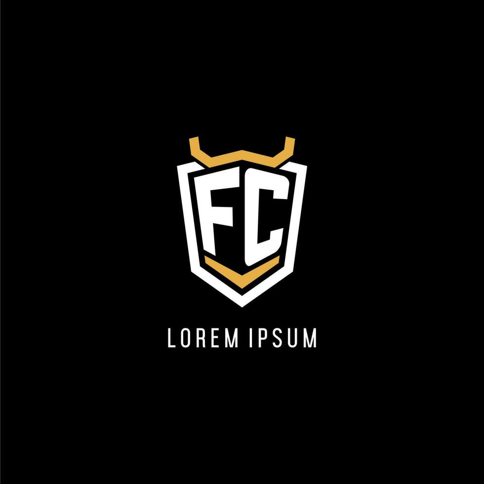 Initial FC geometric shield esport logo monogram design style vector