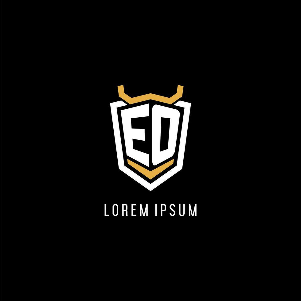 Initial EO geometric shield esport logo monogram design style vector