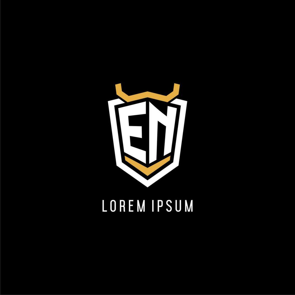 Initial EN geometric shield esport logo monogram design style vector