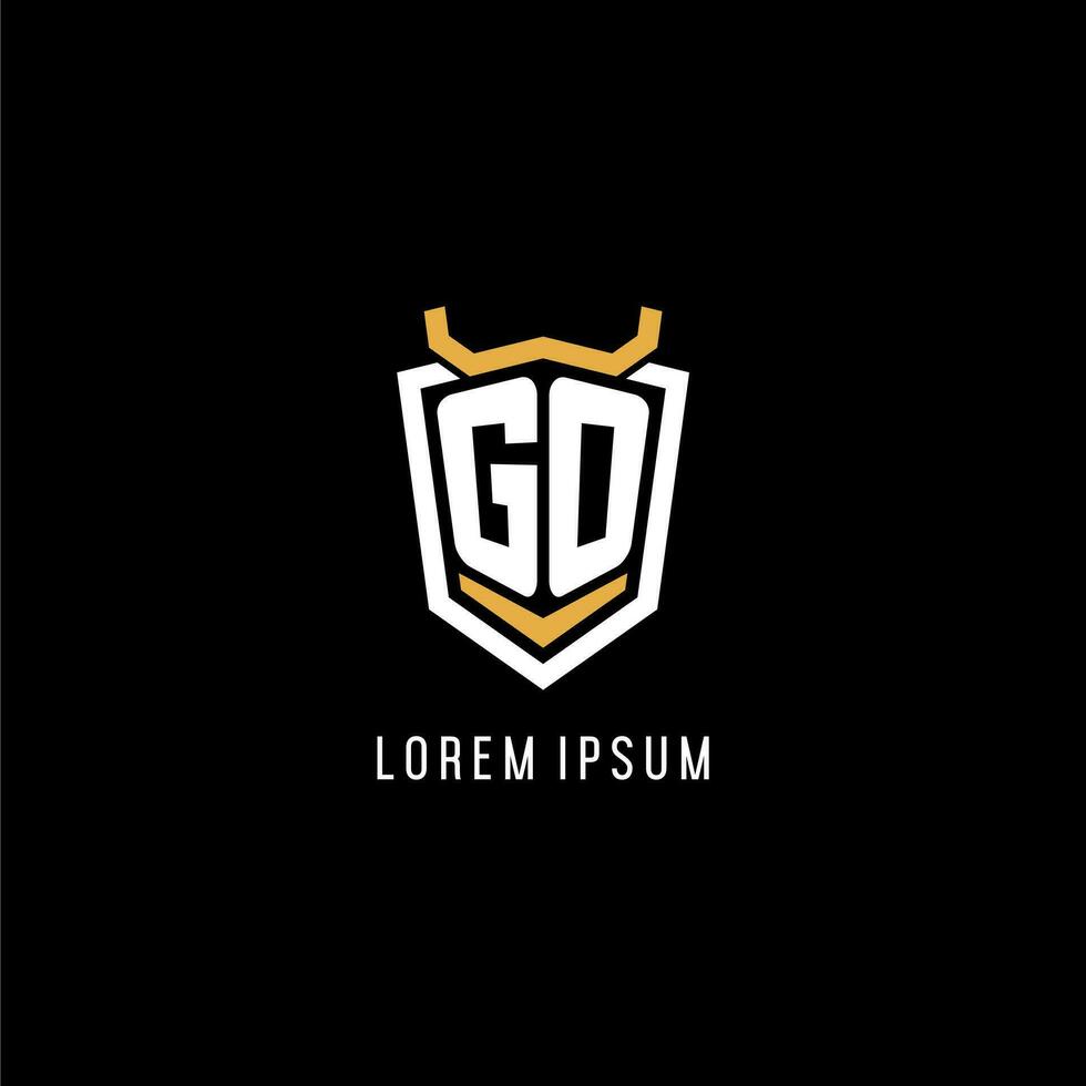 Initial GO geometric shield esport logo monogram design style vector