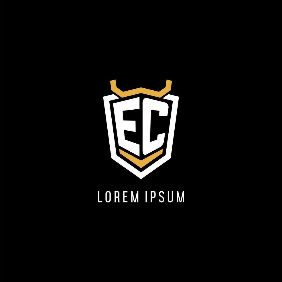 Initial EC geometric shield esport logo monogram design style vector