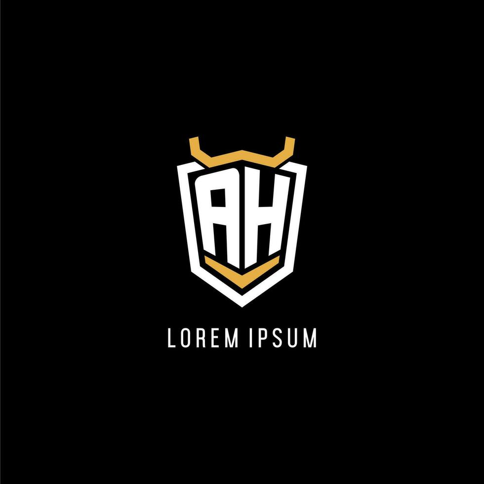 Initial AH geometric shield esport logo monogram design style vector