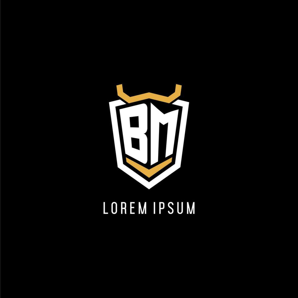 Initial BM geometric shield esport logo monogram design style vector