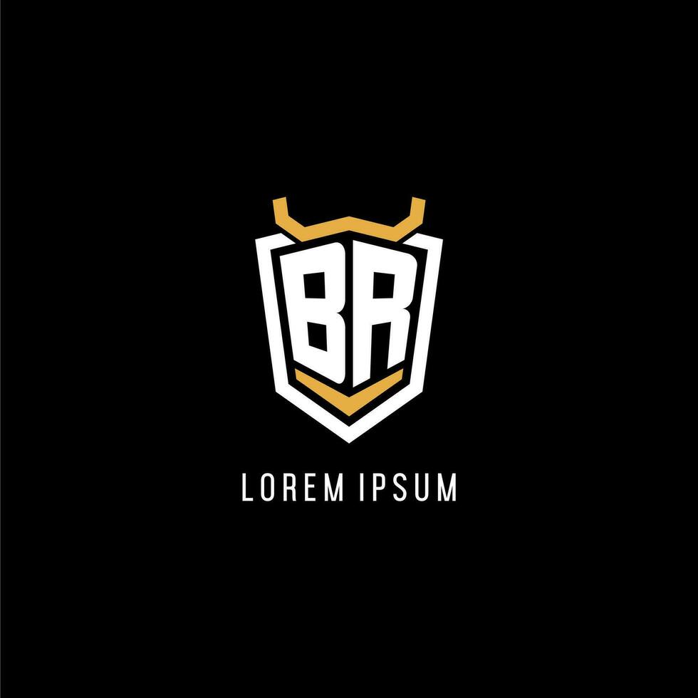 Initial BR geometric shield esport logo monogram design style vector
