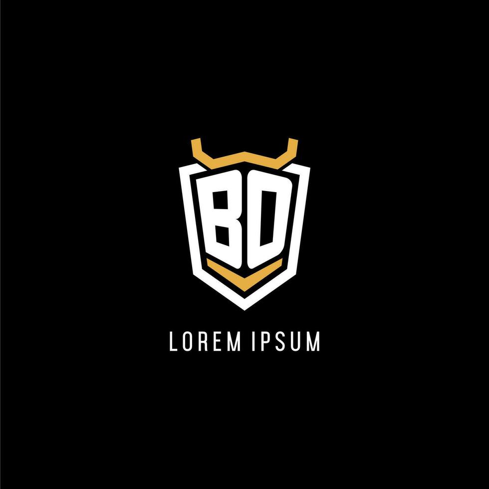 Initial BO geometric shield esport logo monogram design style vector