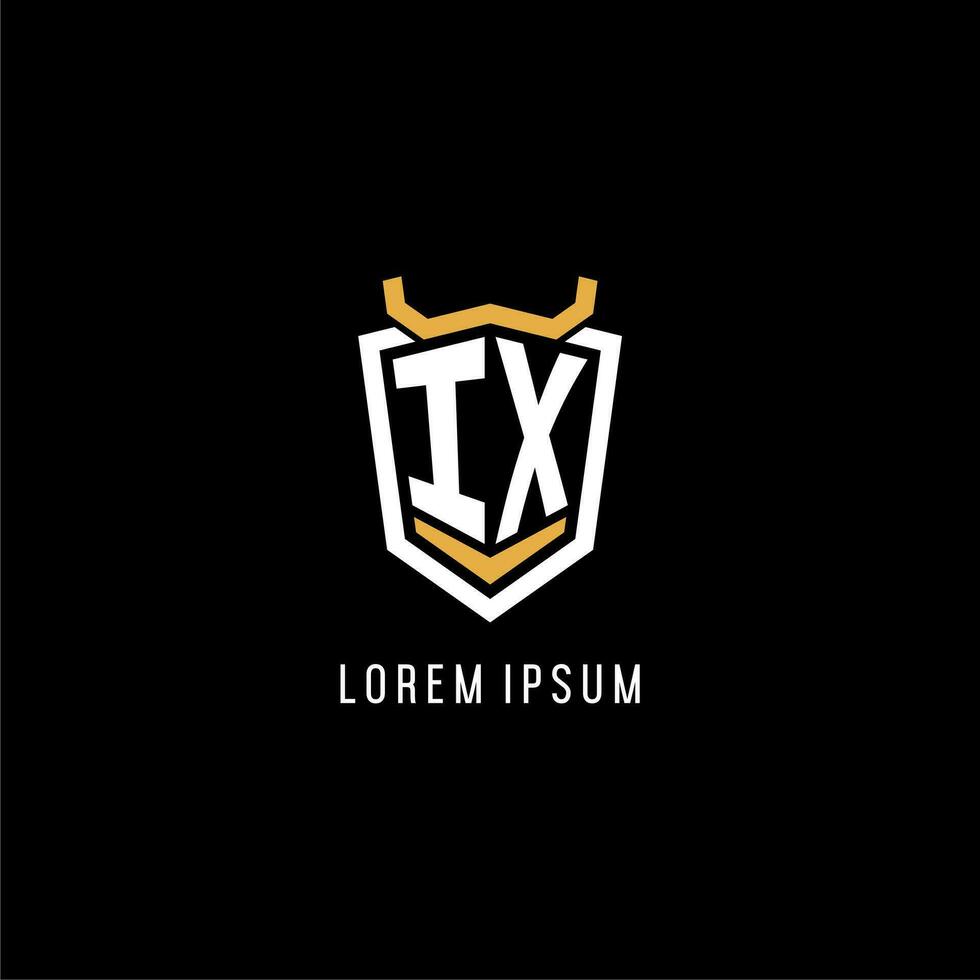 Initial IX geometric shield esport logo monogram design style vector