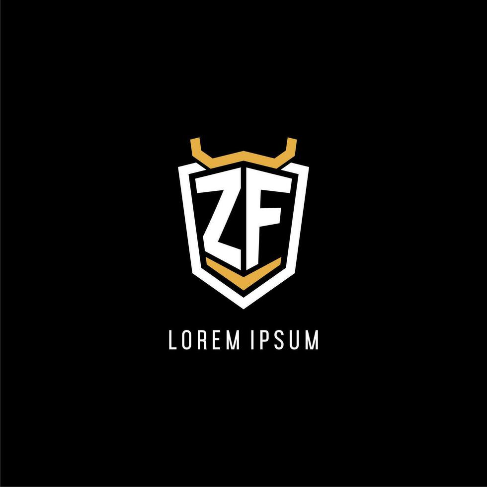 Initial ZF geometric shield esport logo monogram design style vector
