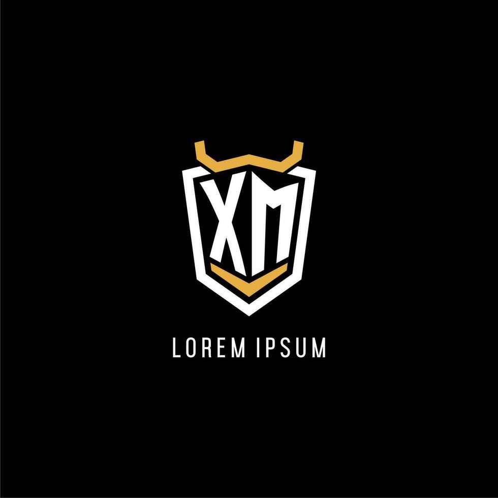 Initial XM geometric shield esport logo monogram design style vector