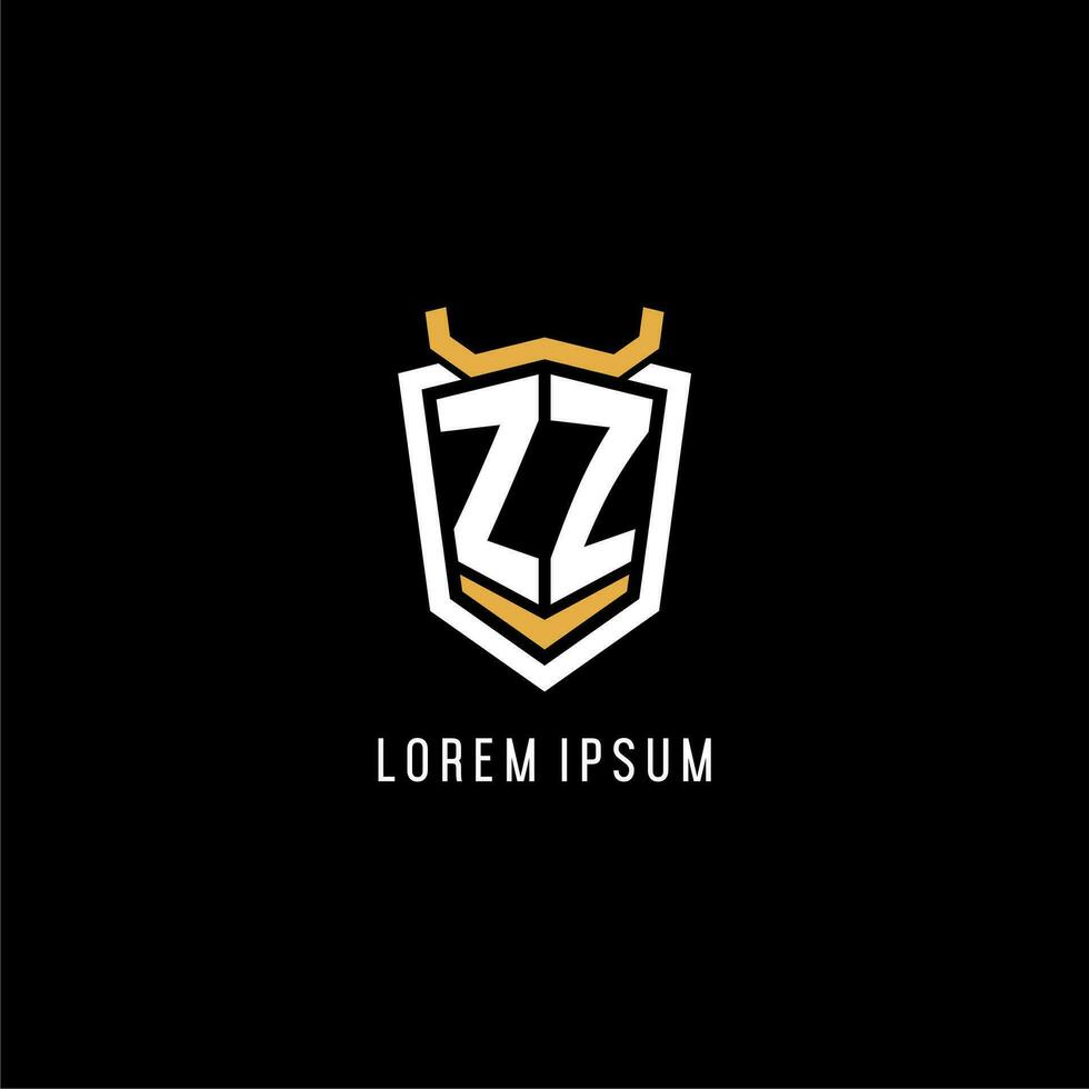 Initial ZZ geometric shield esport logo monogram design style vector