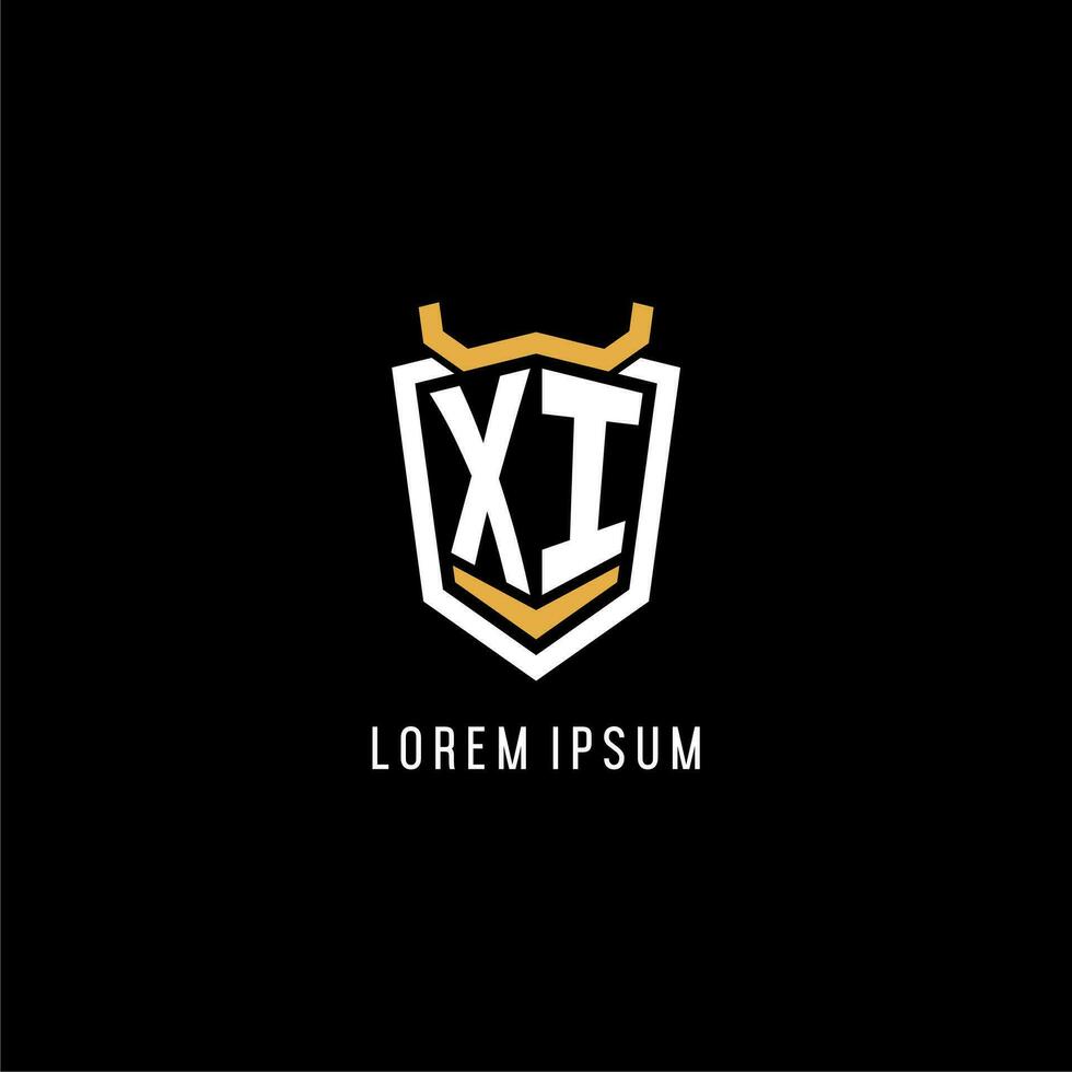 Initial XI geometric shield esport logo monogram design style vector