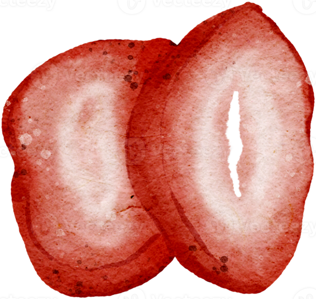 set of strawberries hand-drawn in a watercolor-style drawing png