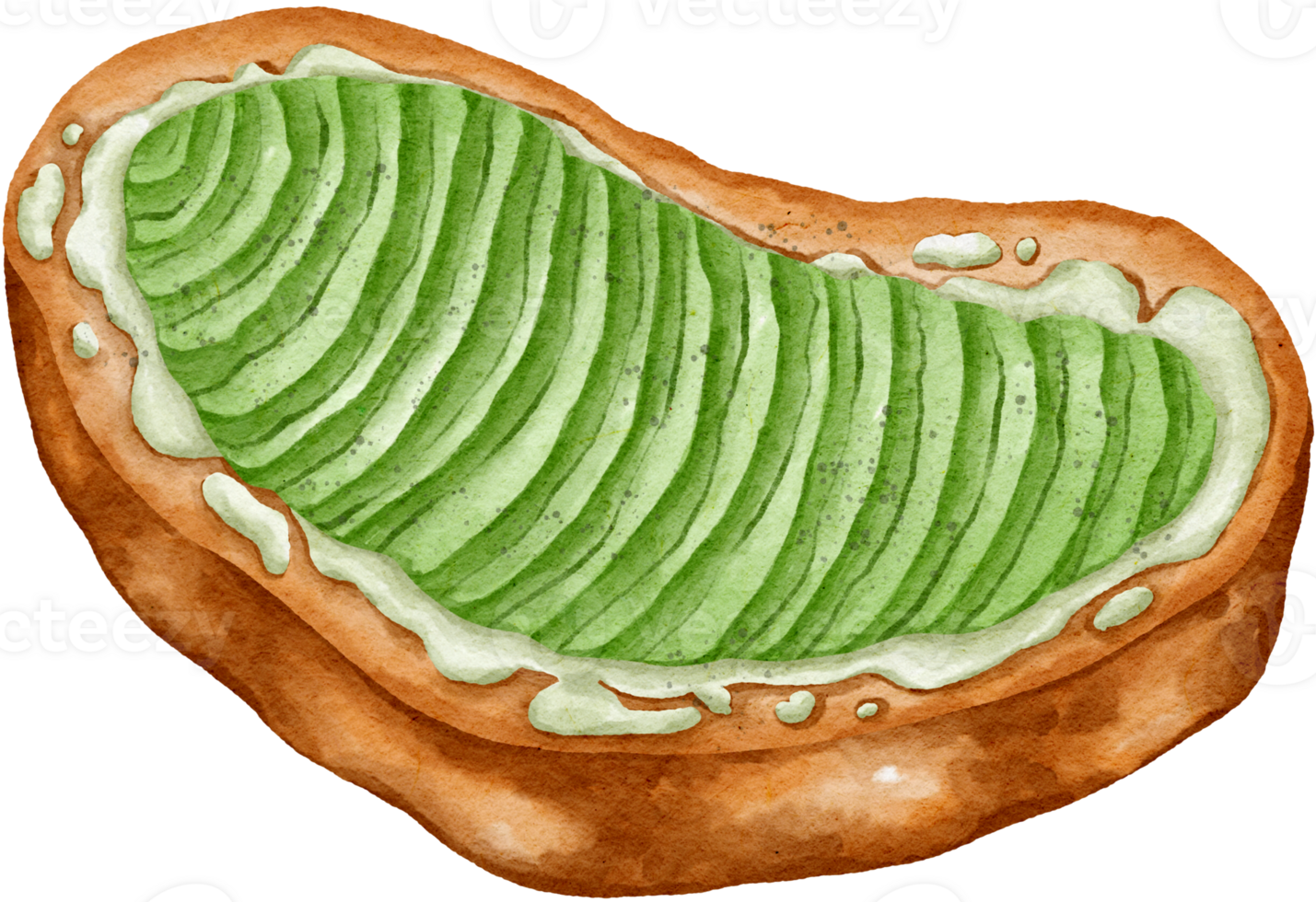 Avocado toast topped with cream, a watercolor-style drawing png