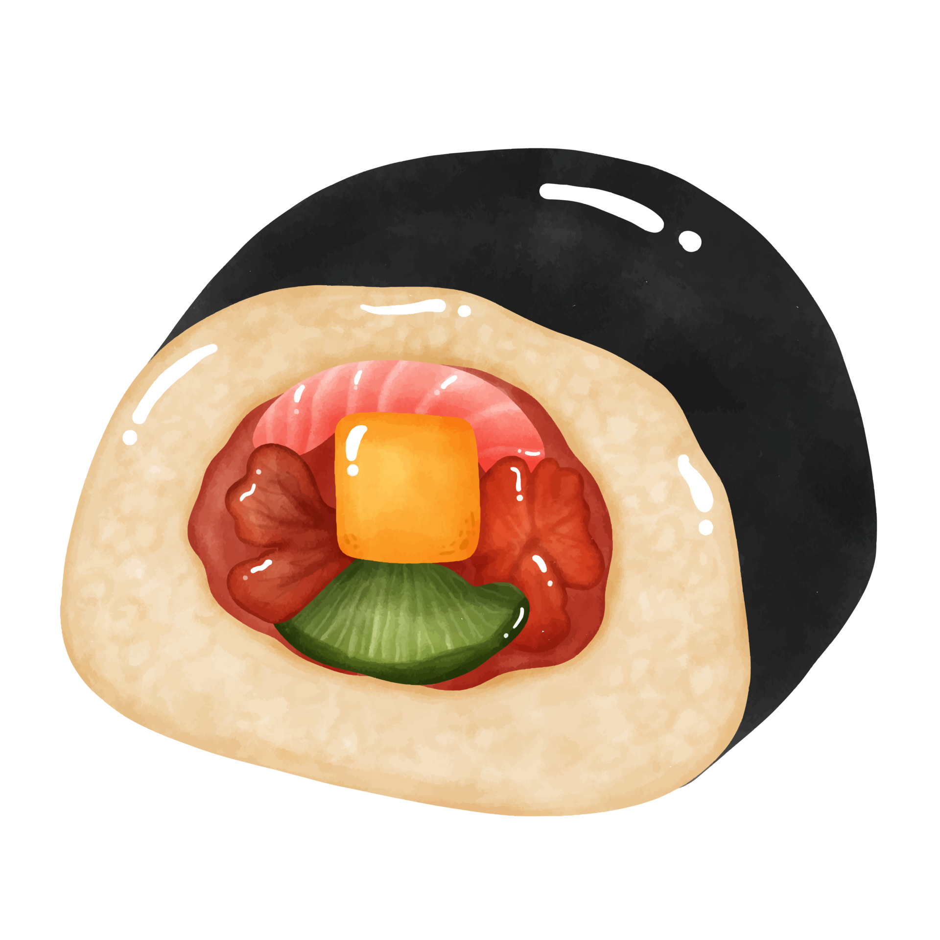 Elegant Watercolor Illustration of Sushi Capturing the Essence of this 