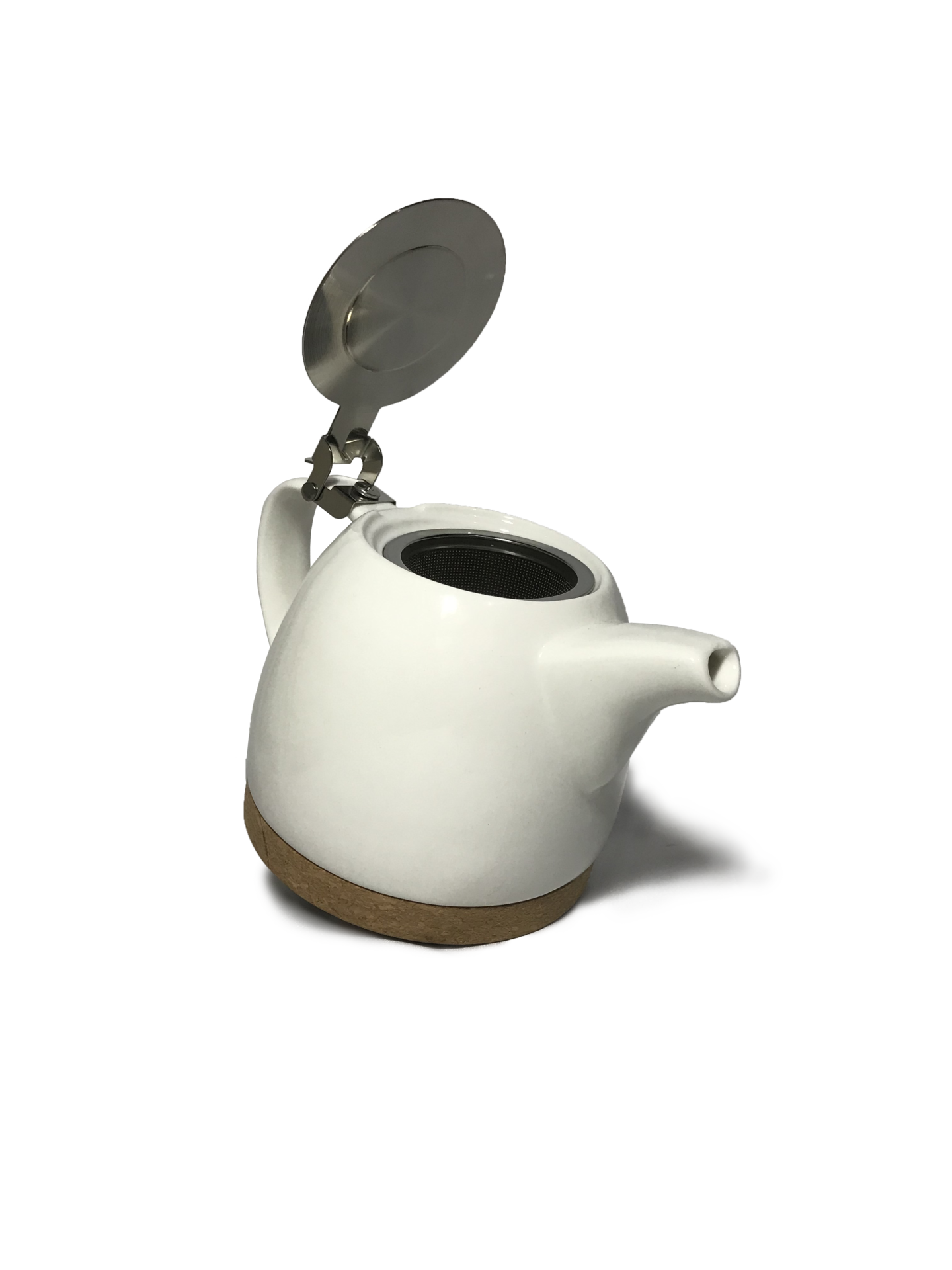 White Aesthetic Ceramic Teapot with open lid. 27582330 PNG