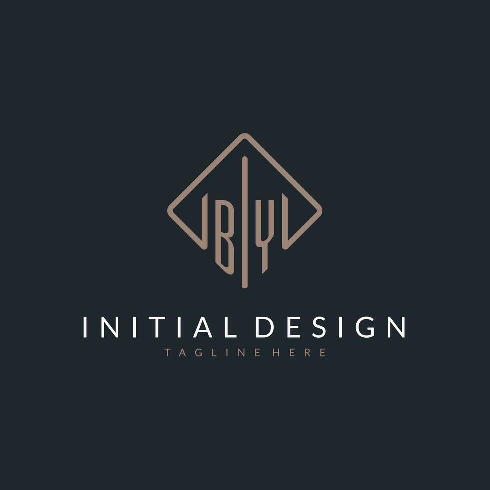 BY initial logo with curved rectangle style design vector