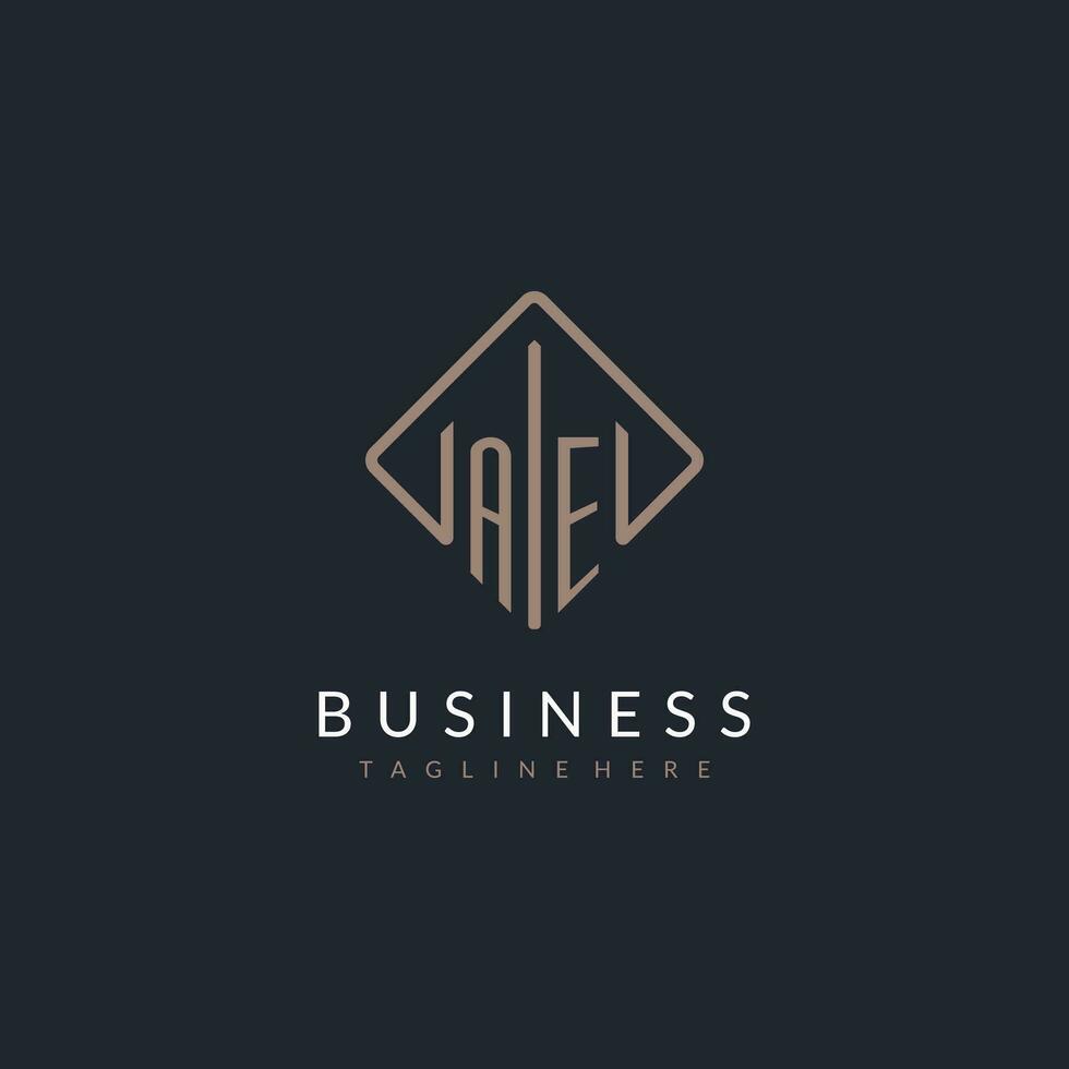AE initial logo with curved rectangle style design vector