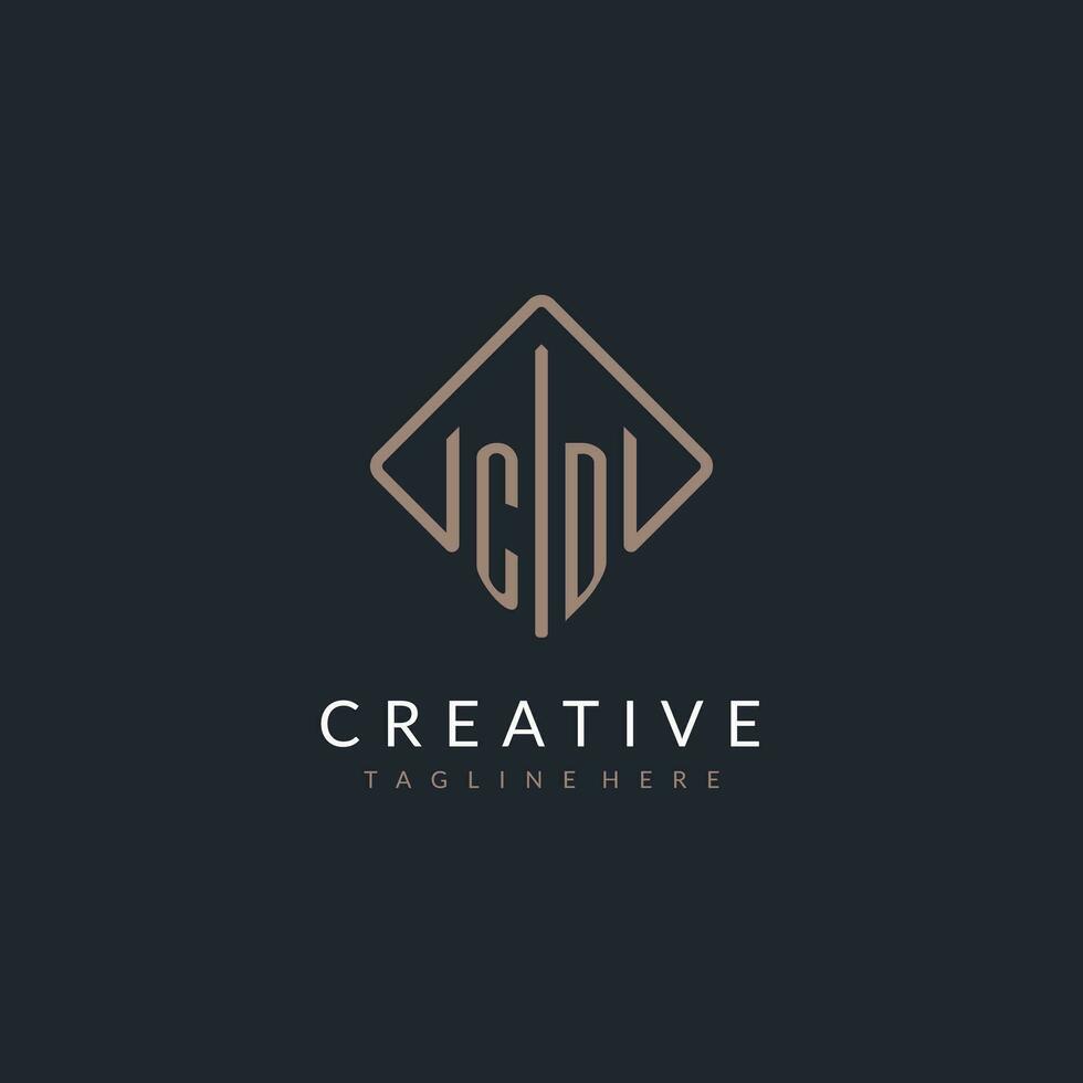 CD initial logo with curved rectangle style design vector