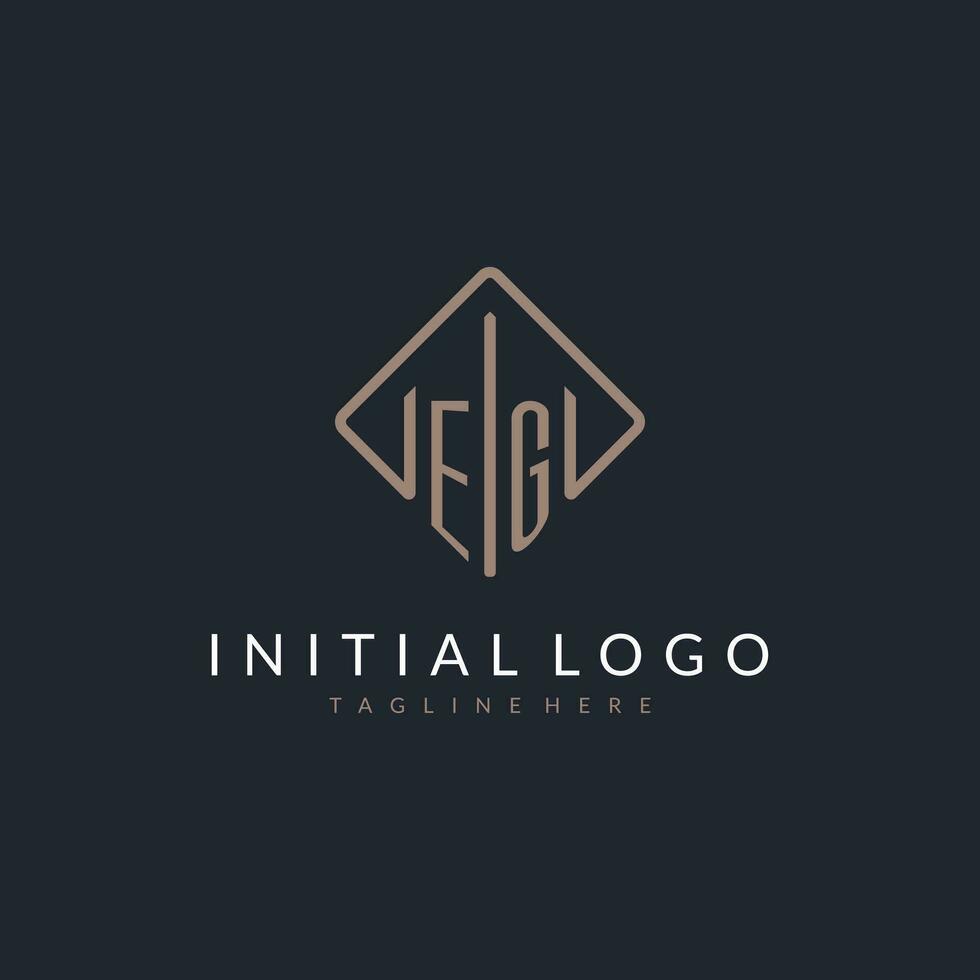 EG initial logo with curved rectangle style design vector