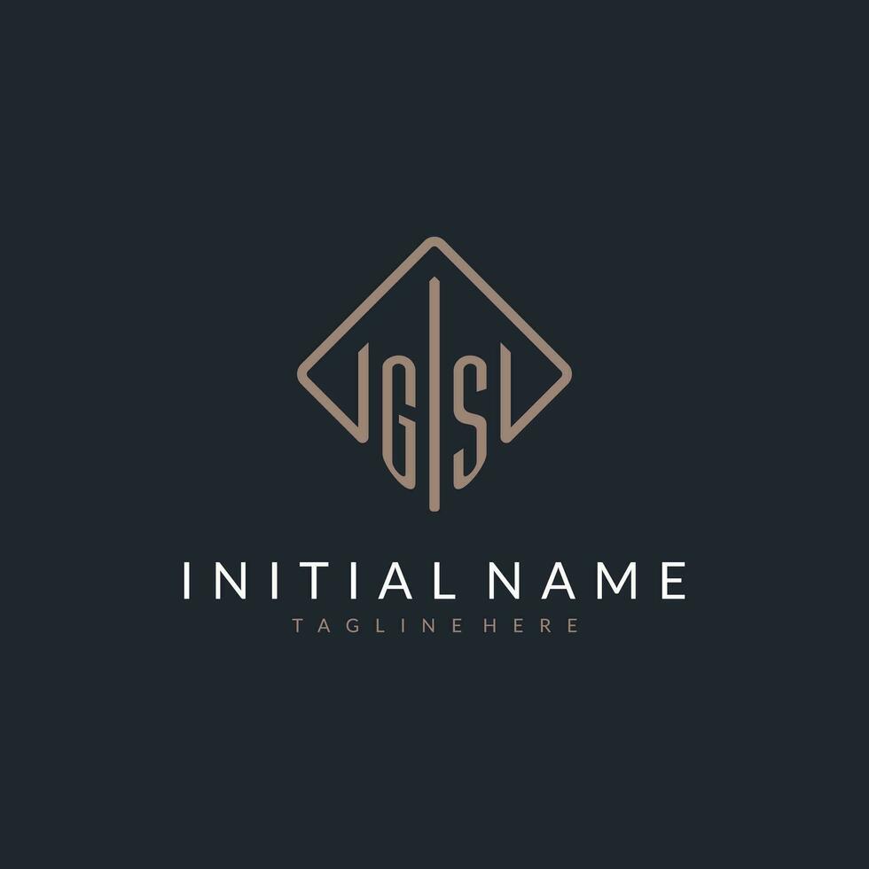 GS initial logo with curved rectangle style design vector