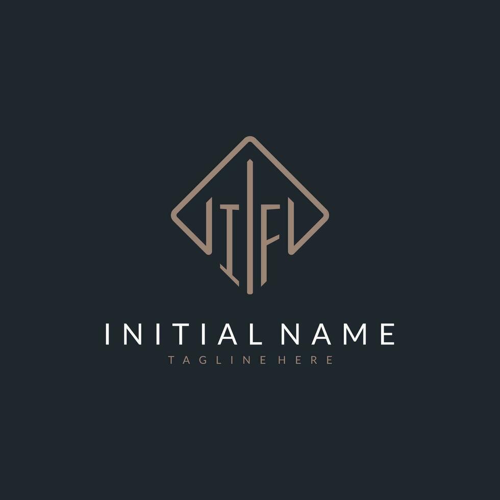 IF initial logo with curved rectangle style design vector