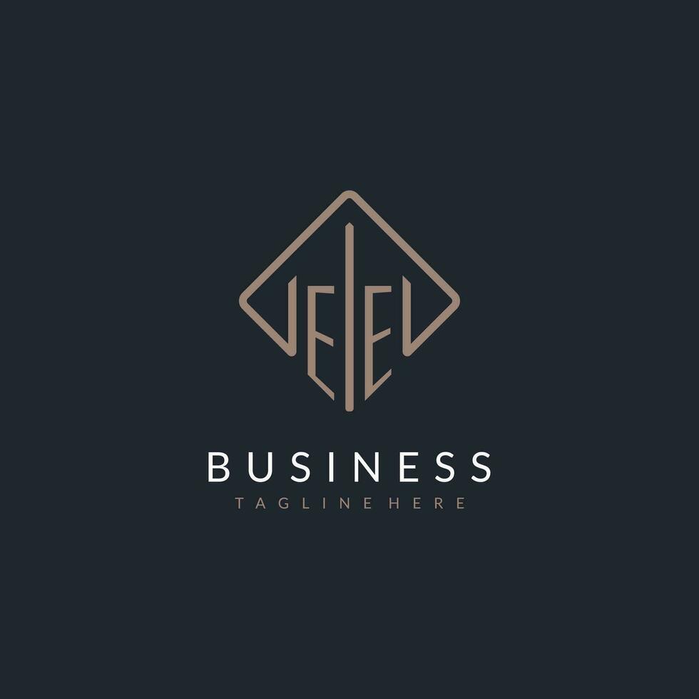 EE initial logo with curved rectangle style design vector