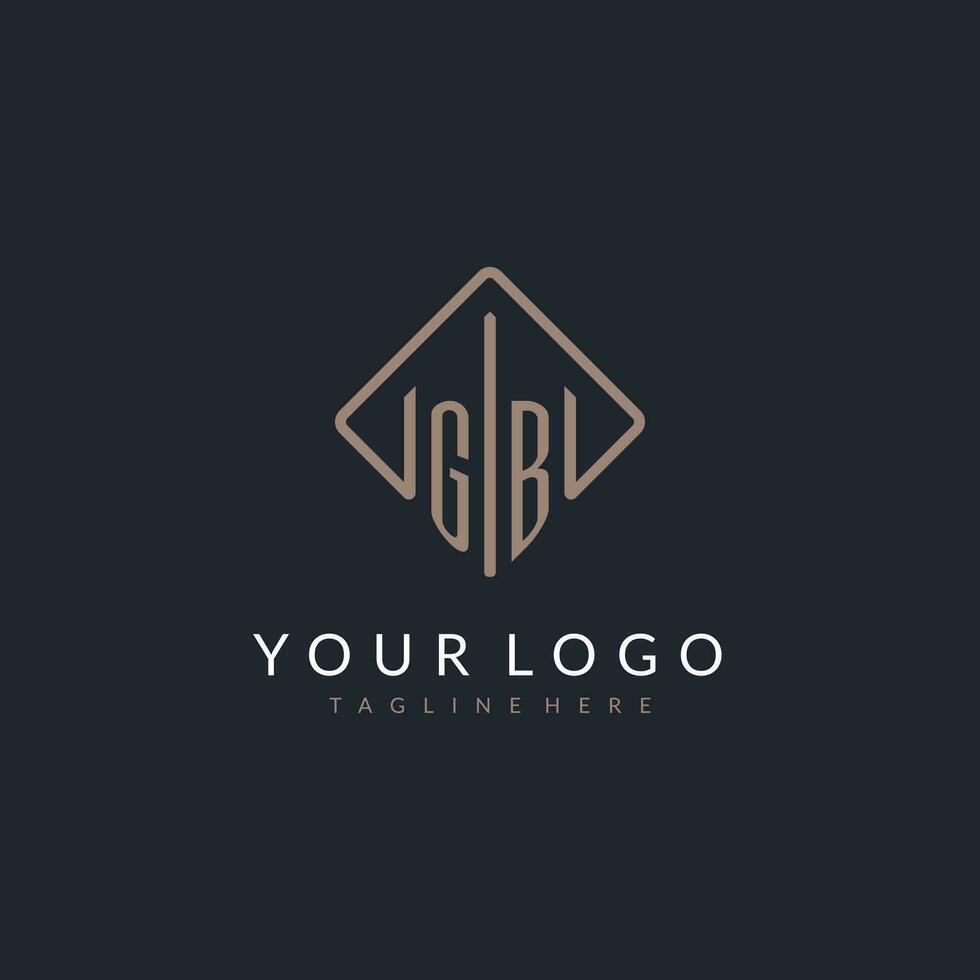 GB initial logo with curved rectangle style design vector