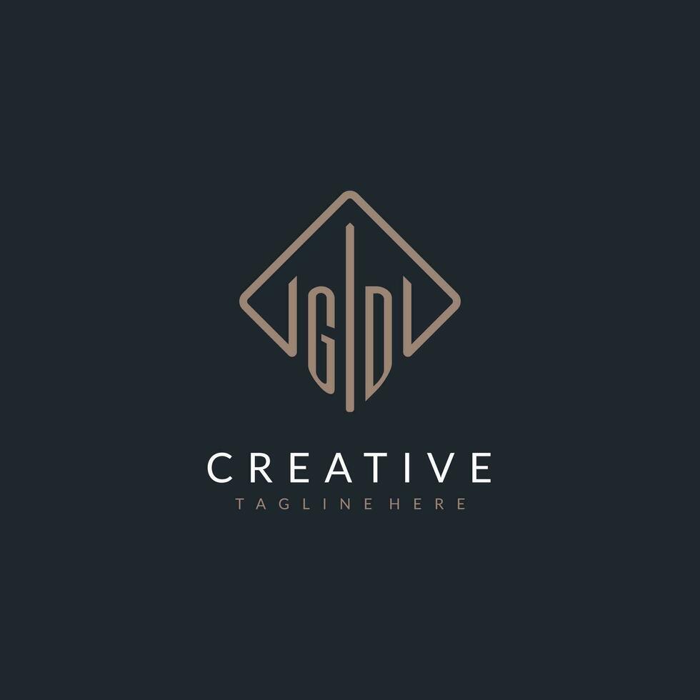 GD initial logo with curved rectangle style design vector